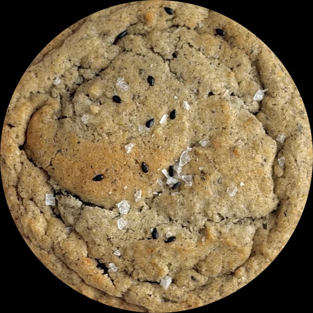 A black sesame cookie