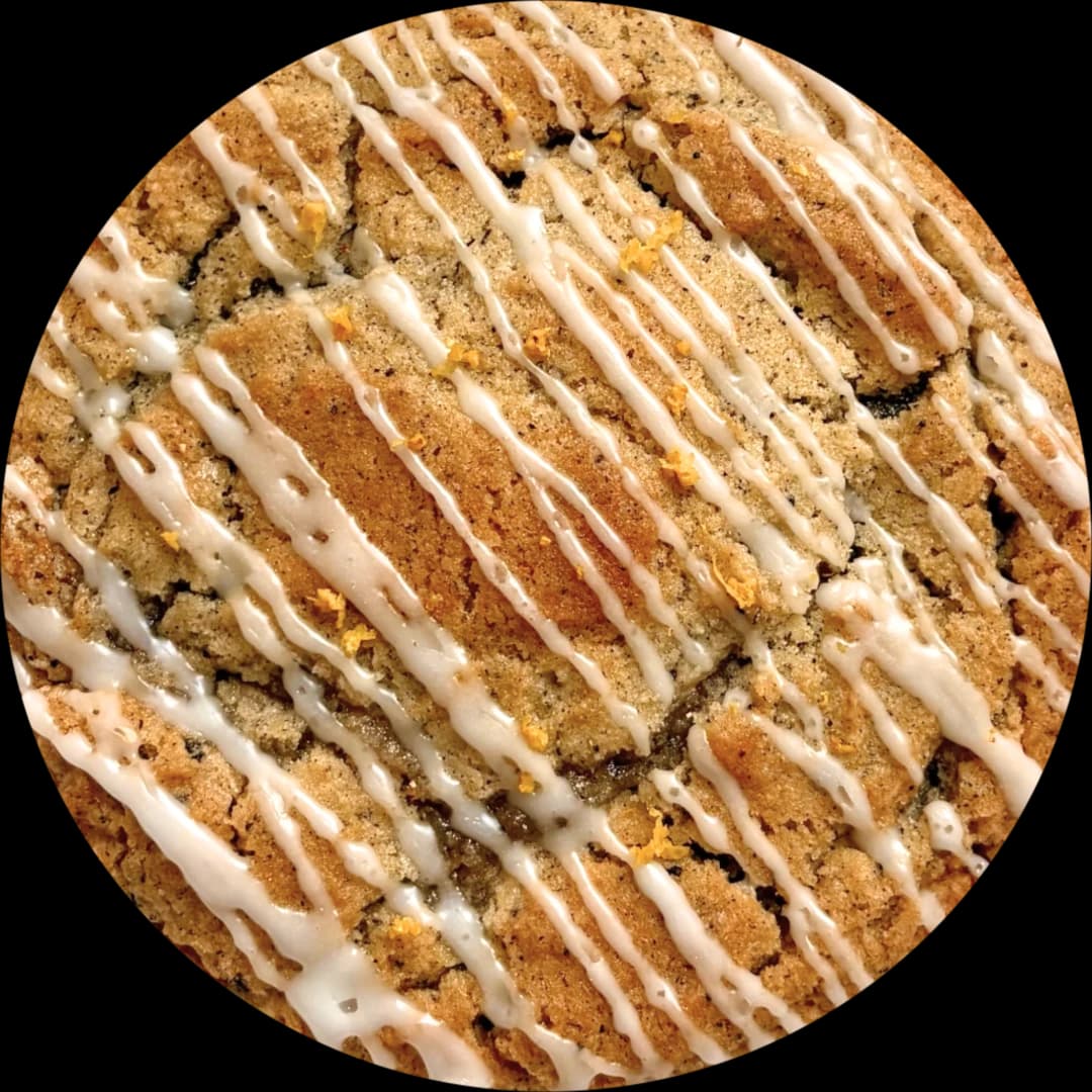 An earl grey cookie with vanilla icing